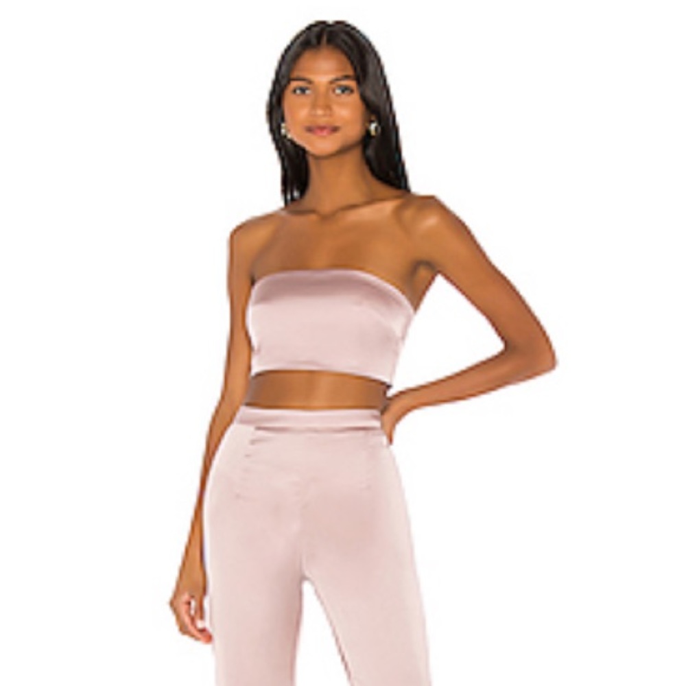 Pink satin top and pant set
